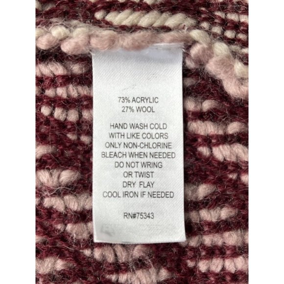 Ruby Moon Women Medium Open Wrap Cardigan Sweater Maroon Wool Blend C4 Soft Cozy - Picture 8 of 11